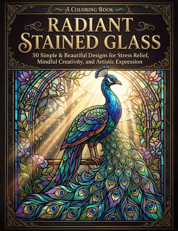 Radiant Stained Glass: A Bold & Easy Coloring Book for Adults