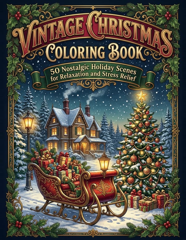 A Retro Christmas: A Vintage Holiday Coloring Book for Adults