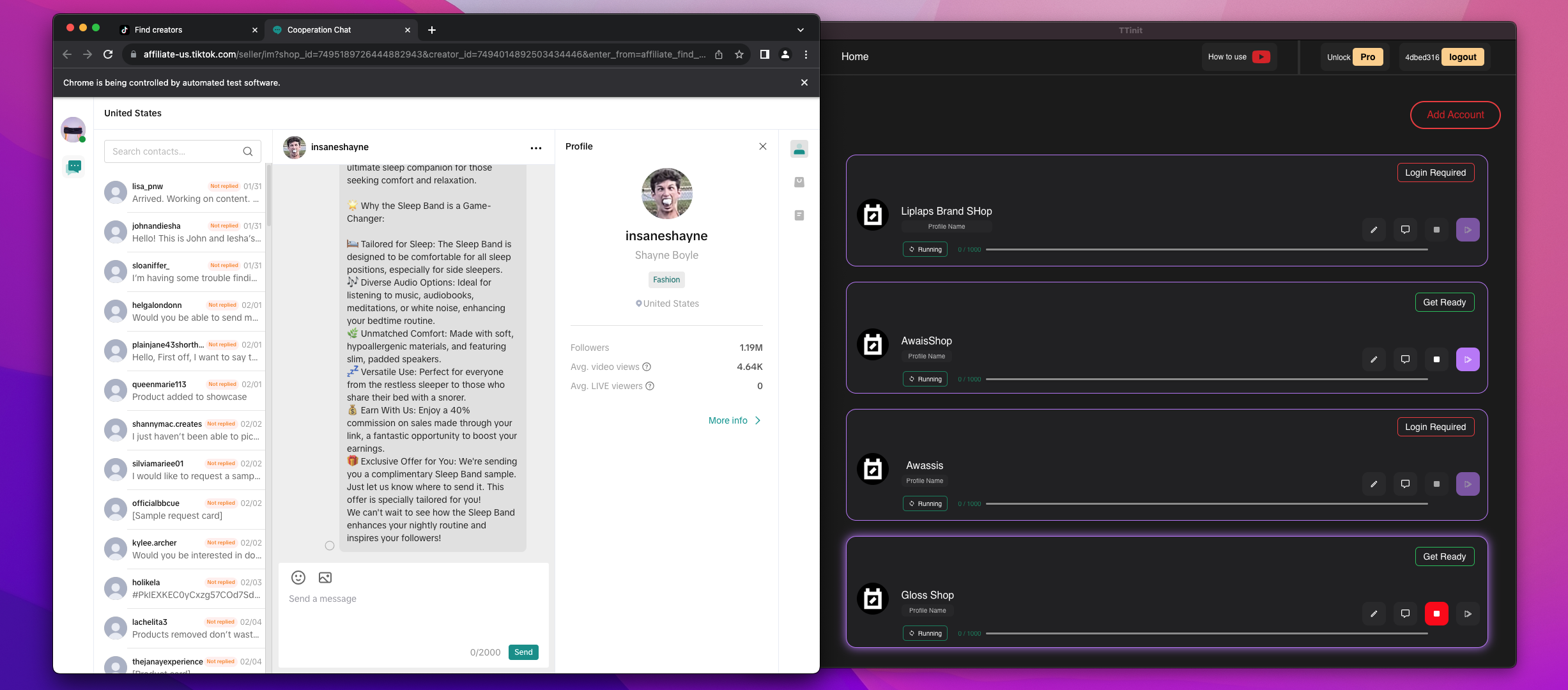 TikTok Shop Outreach Bot