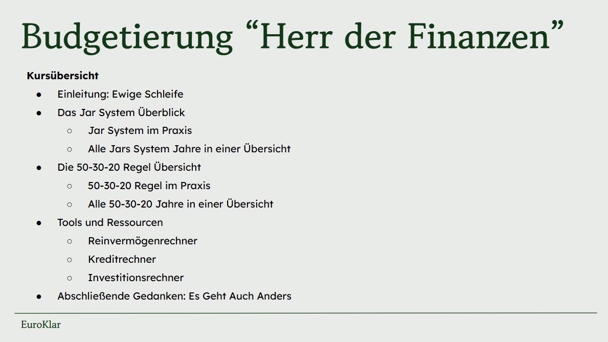Budgetierung Herr der Finanzen