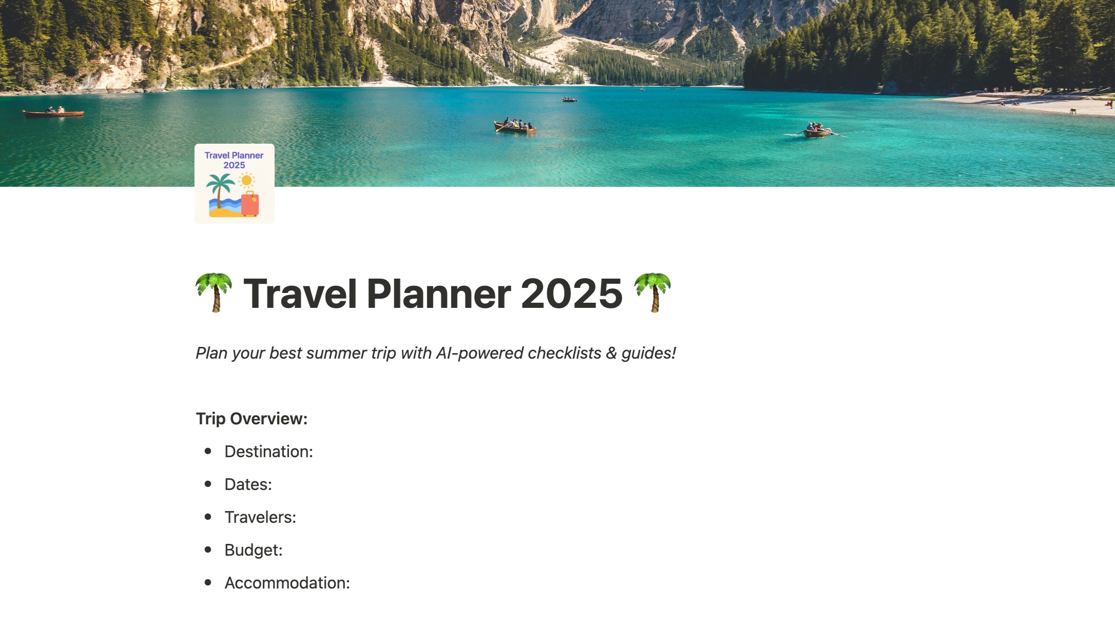 🌴 Travel Planner 2025 🌴