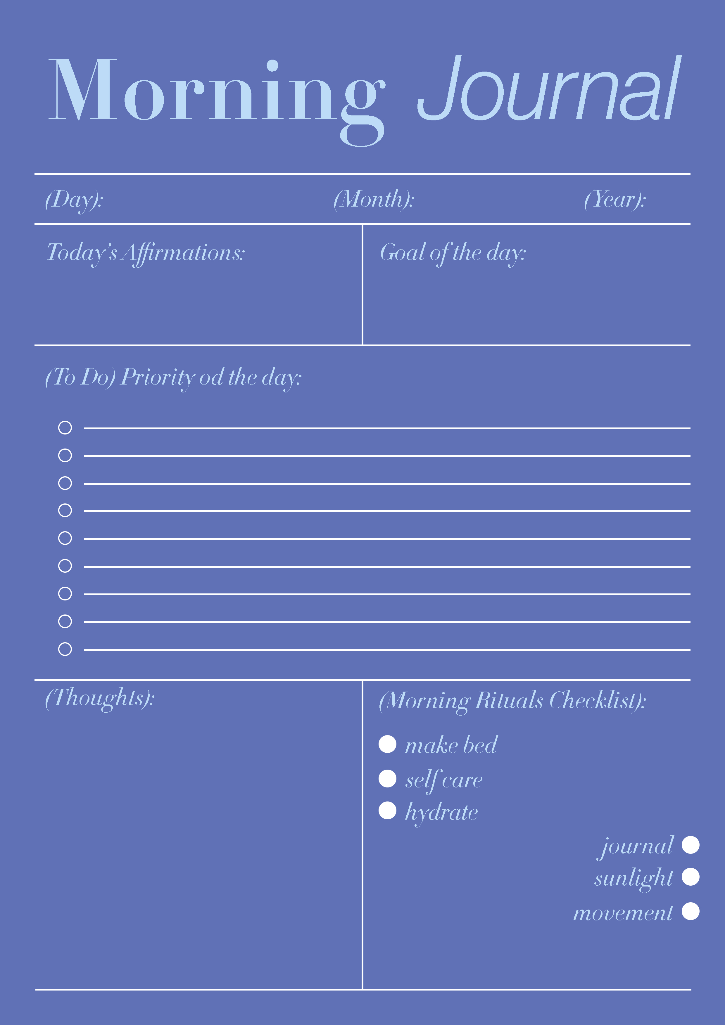 Free Morning Journal Template 
