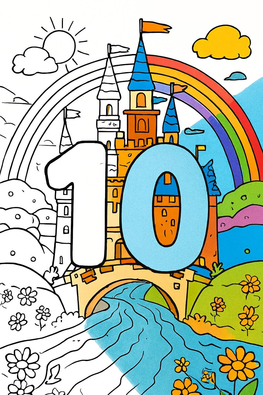 10 Numbers coloringpages