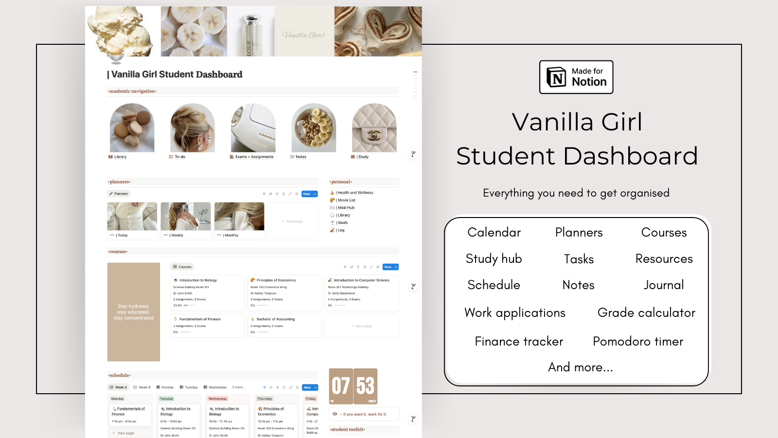 Vanilla Girl Student Dashboard