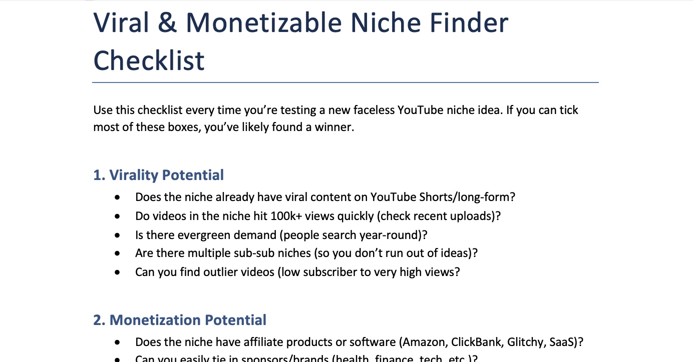 Viral & Monetizable checklist