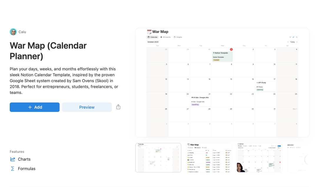 War Map (Calendar Planner)