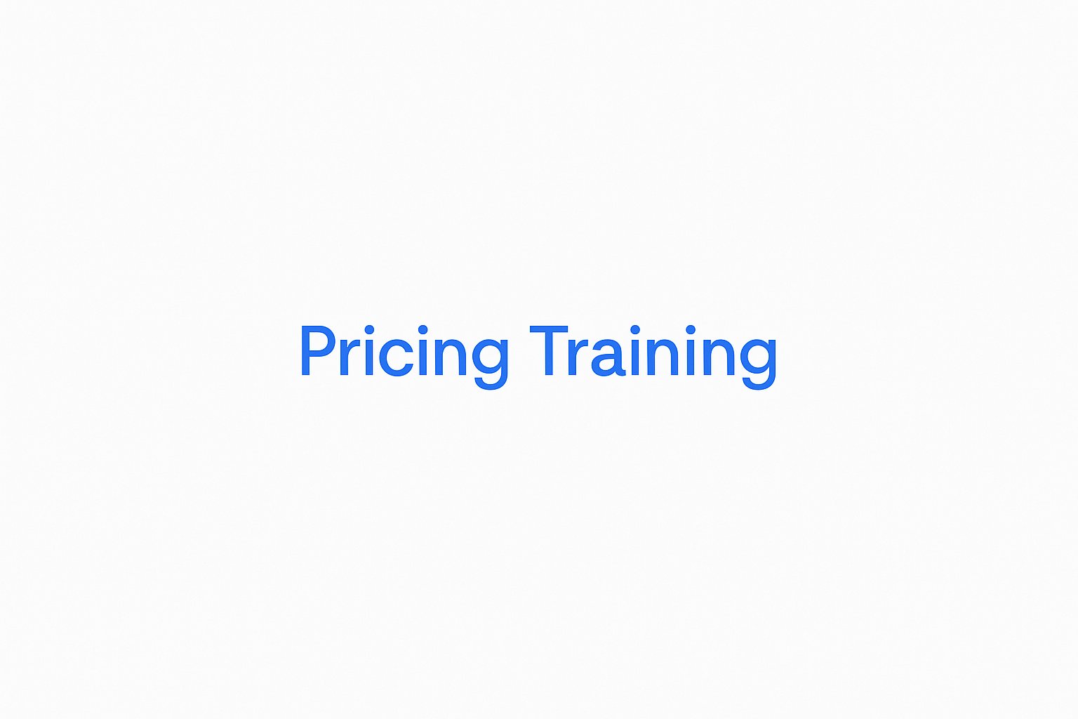 Pricing Training