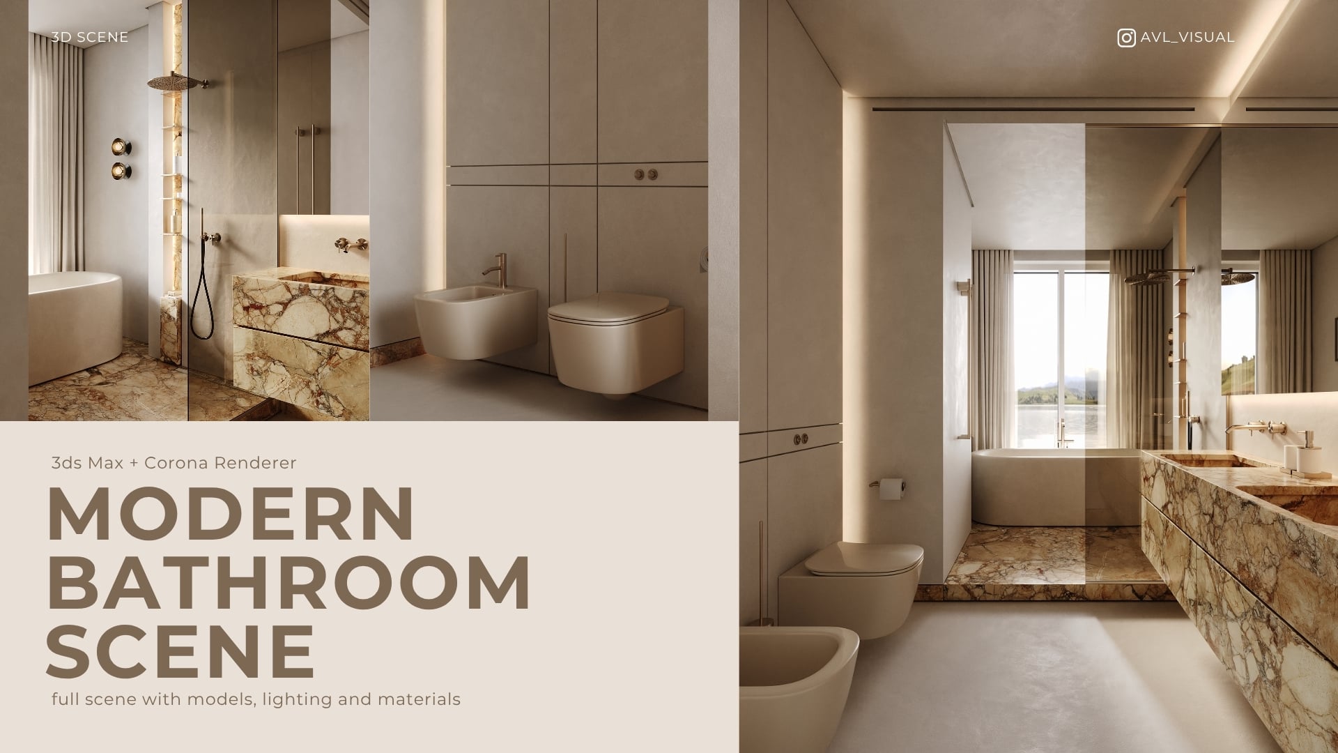 Modern bathroom 3D Scene