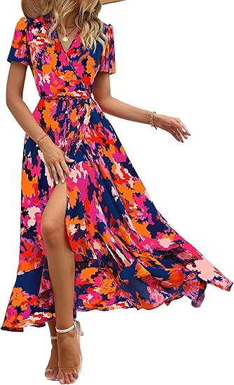 Boho Linen Wrap Dress