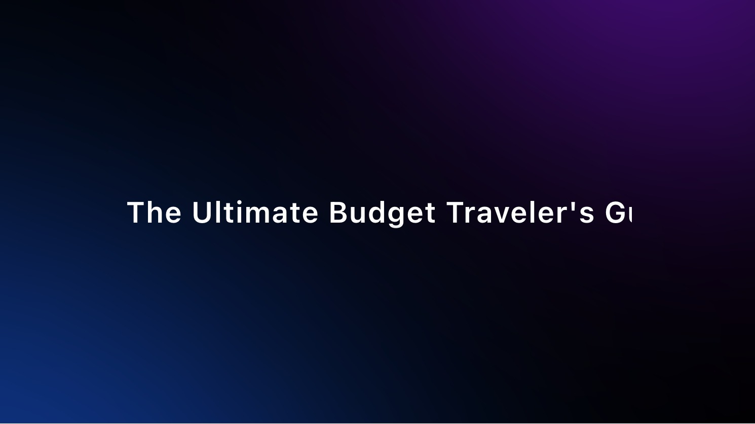Budget traveling