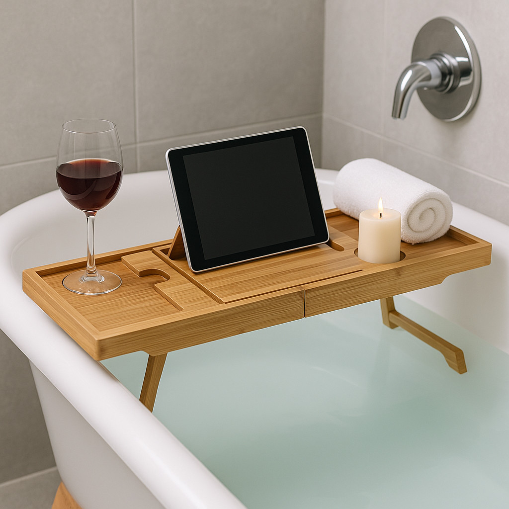Elevated Bamboo Bath Caddy