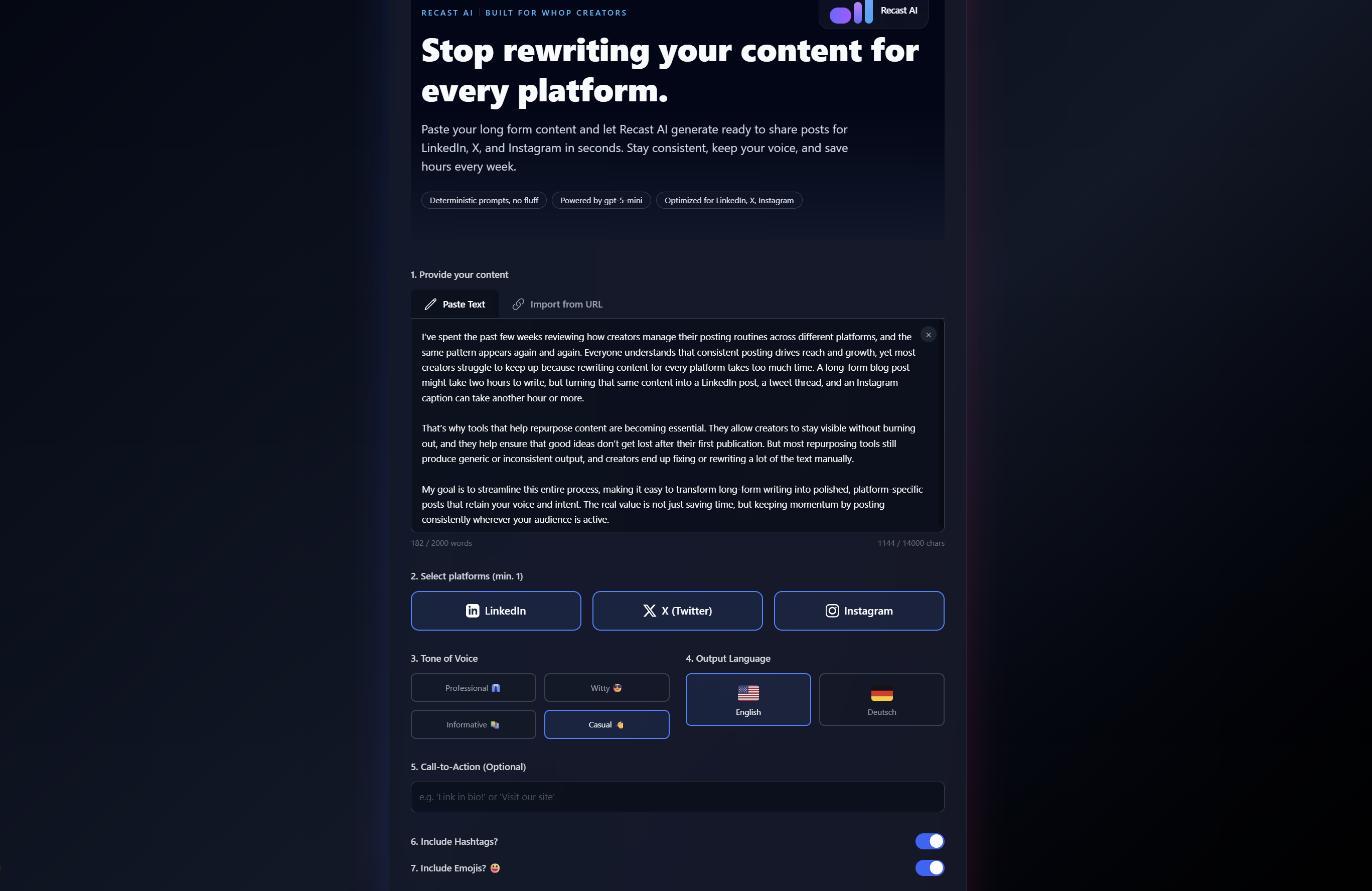 Recast AI Pro Plan 