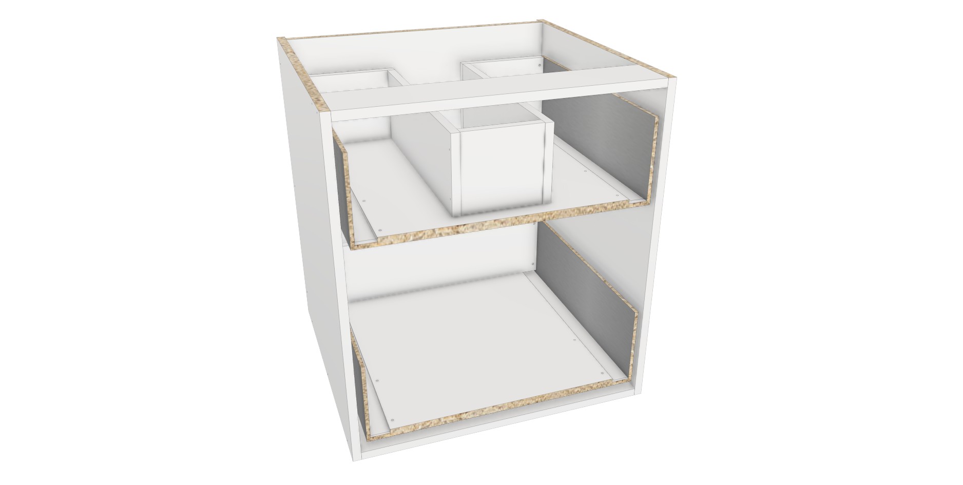 Vanity with plumbing cut outs