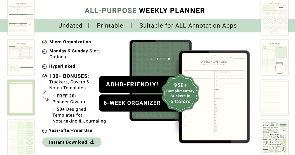 Digital Weekly Planner System
