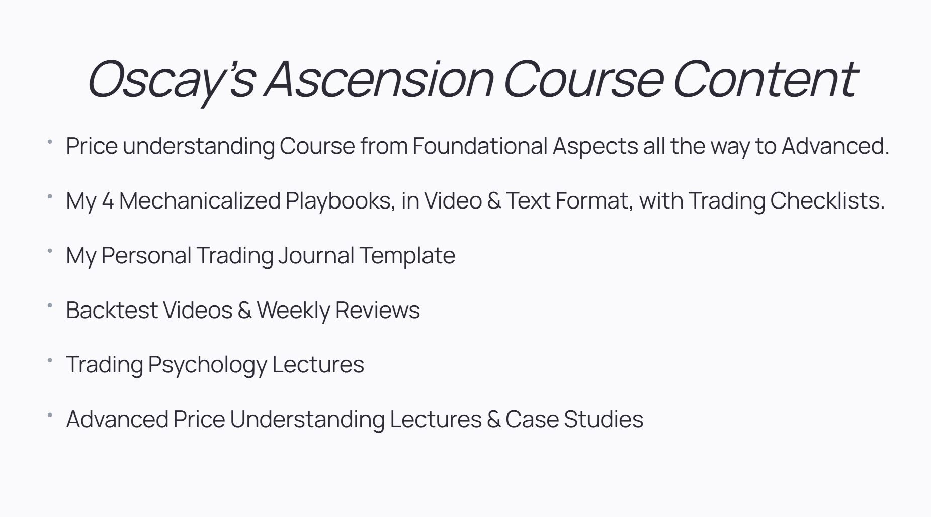 Oscay's Ascension Course