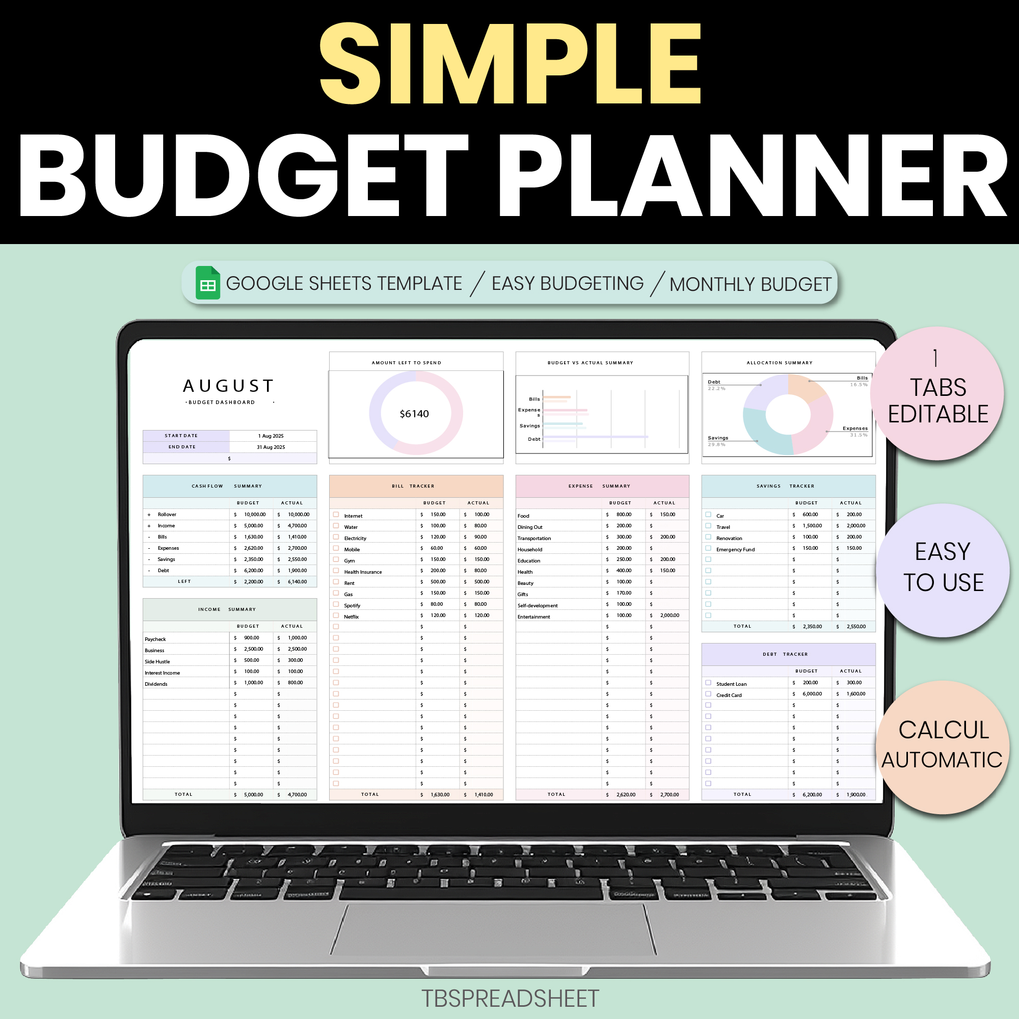 Simple Budget Planner Google