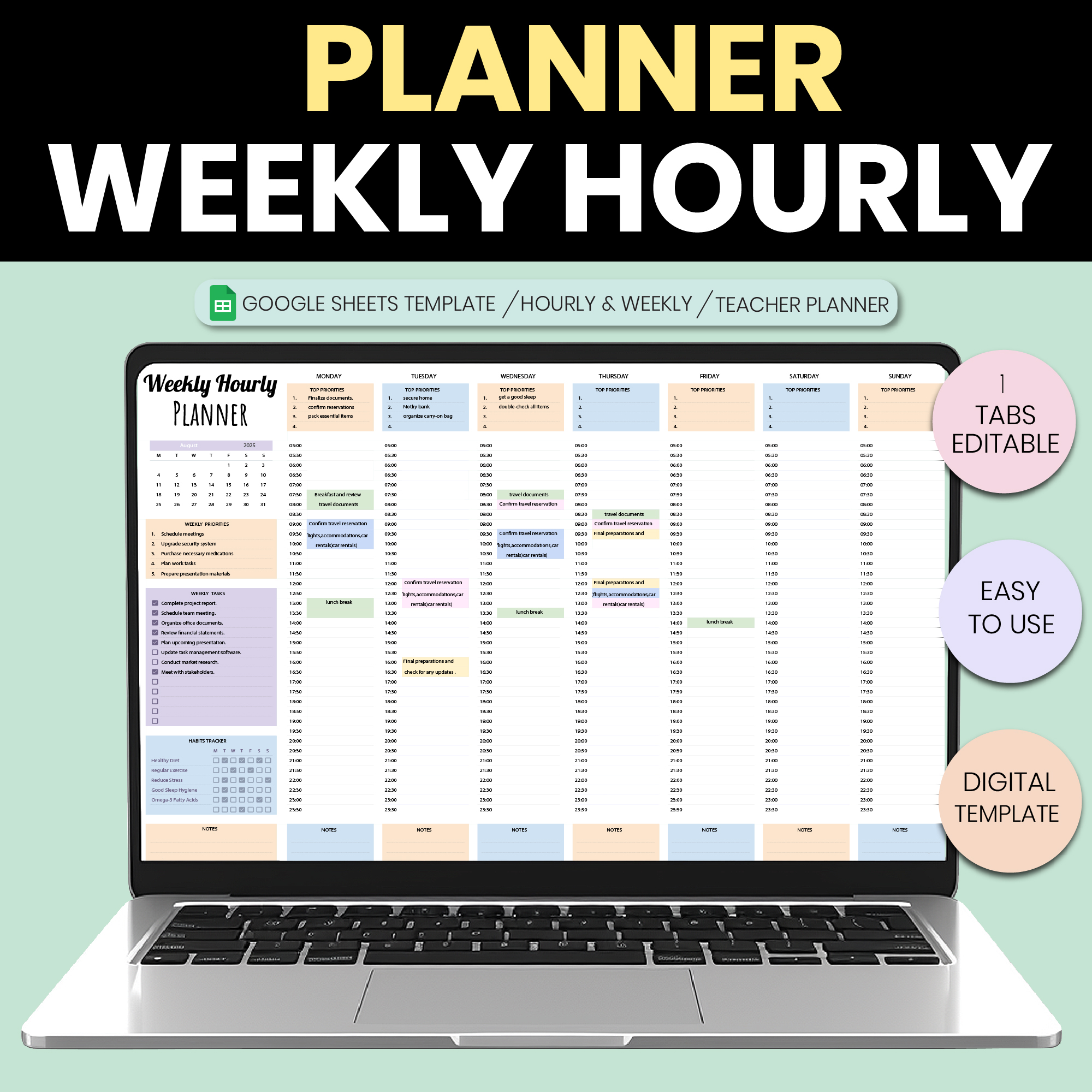Weekly Hourly Planner