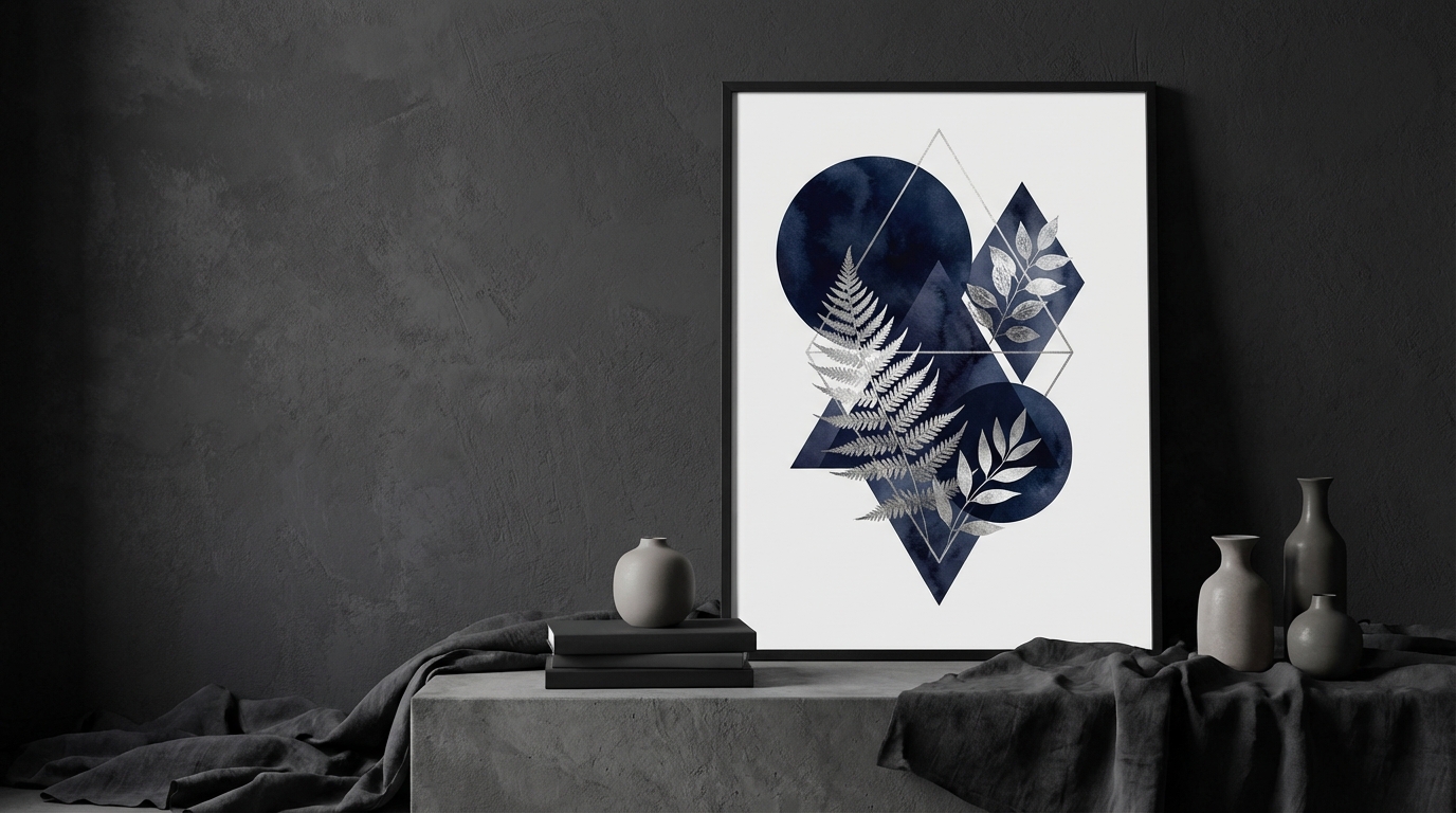 Geometric Floral — Midnight Blue