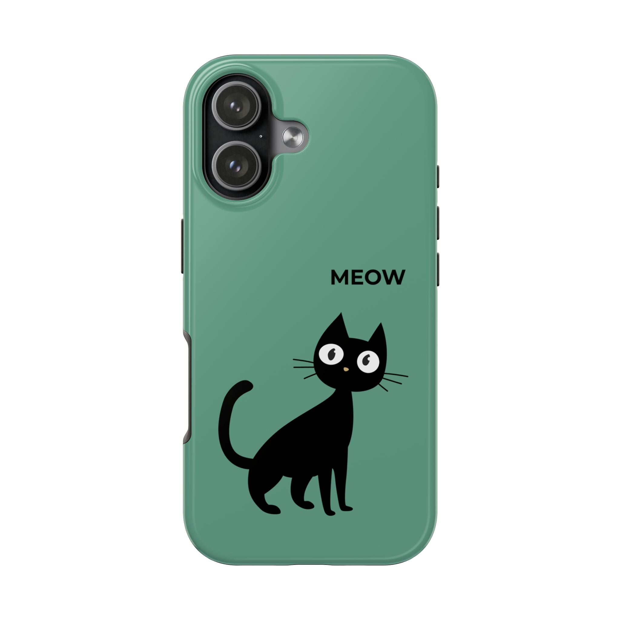 "Meow" Black Cat Case — iPhone 17 | Glossy Tough
