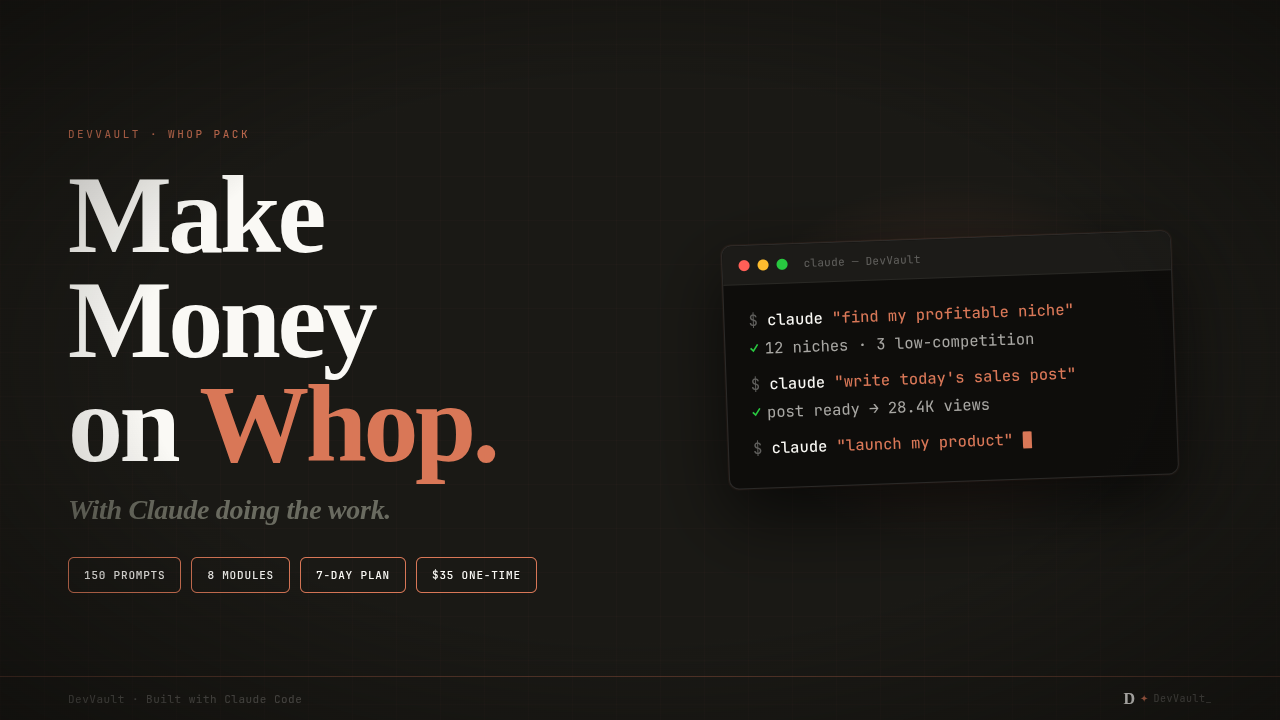 Whop Money Engine — 150 Claude Prompts to Build & Sell on Whop