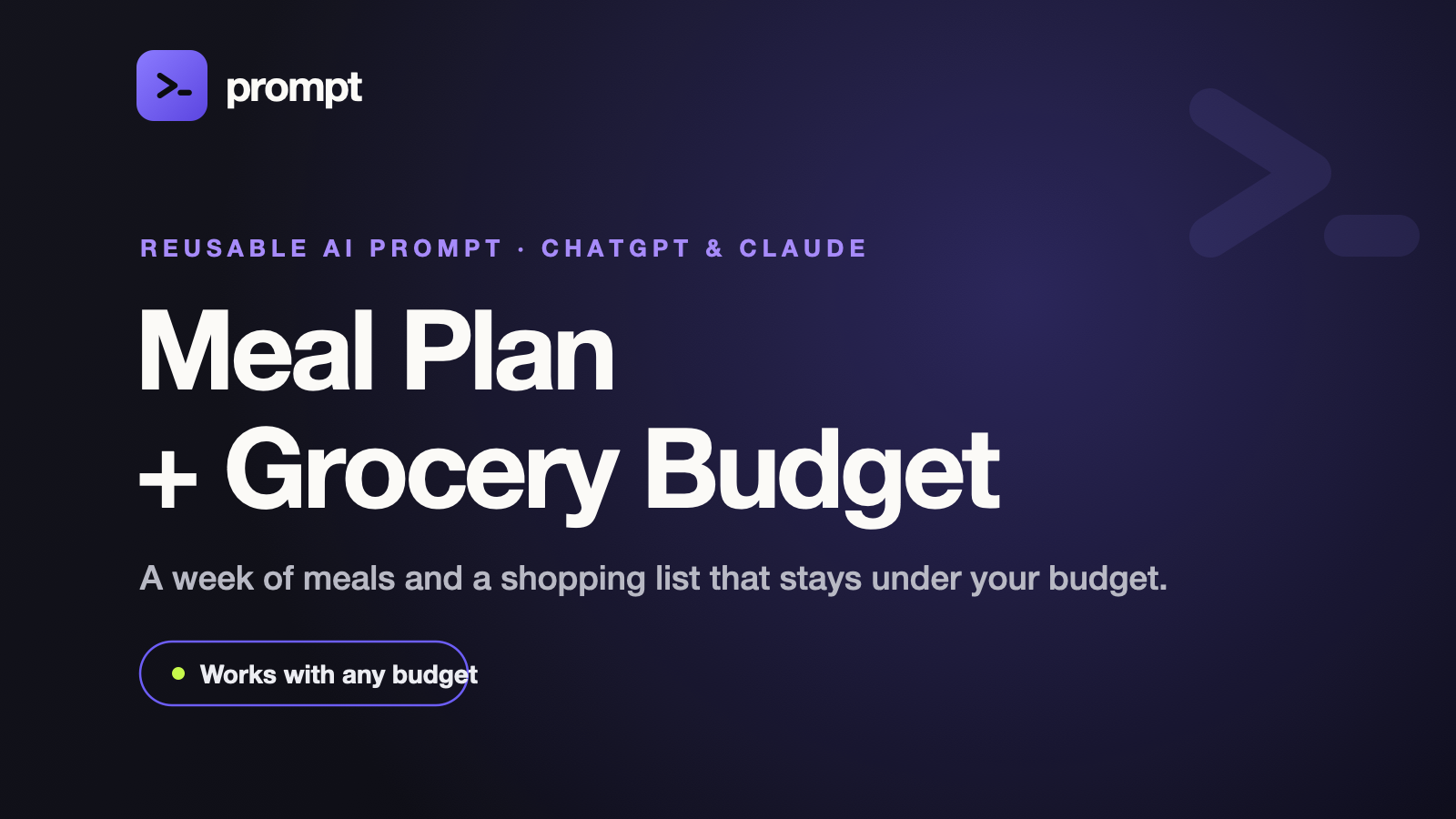 Meal Plan + Grocery Budget Planner