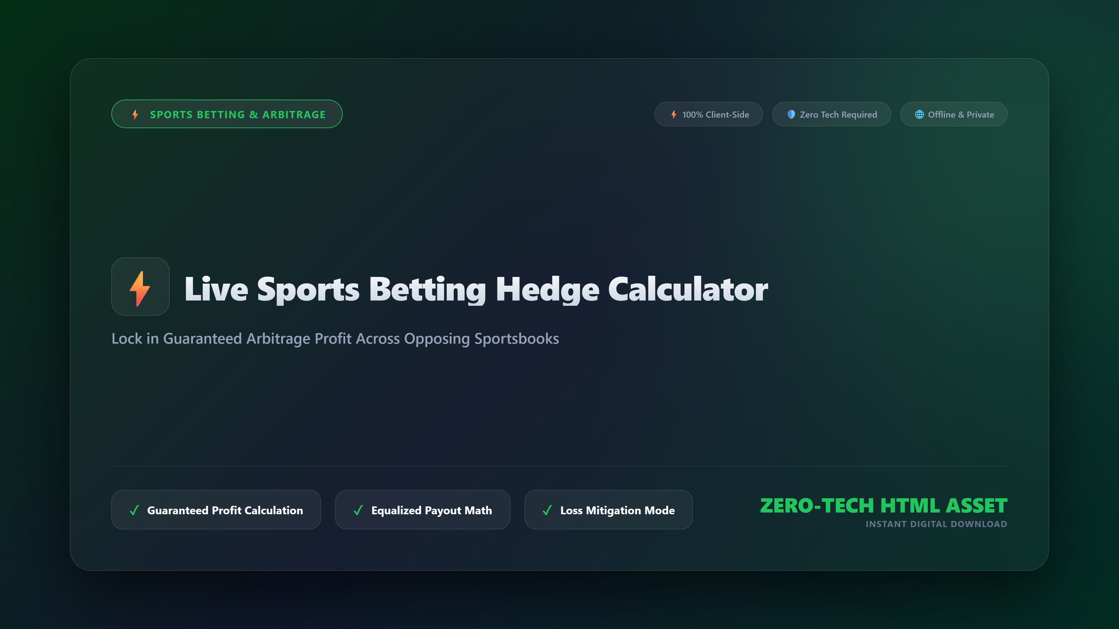 1. Live Sports Betting Hedge Calculator for Guaranteed Arbitrage Profit