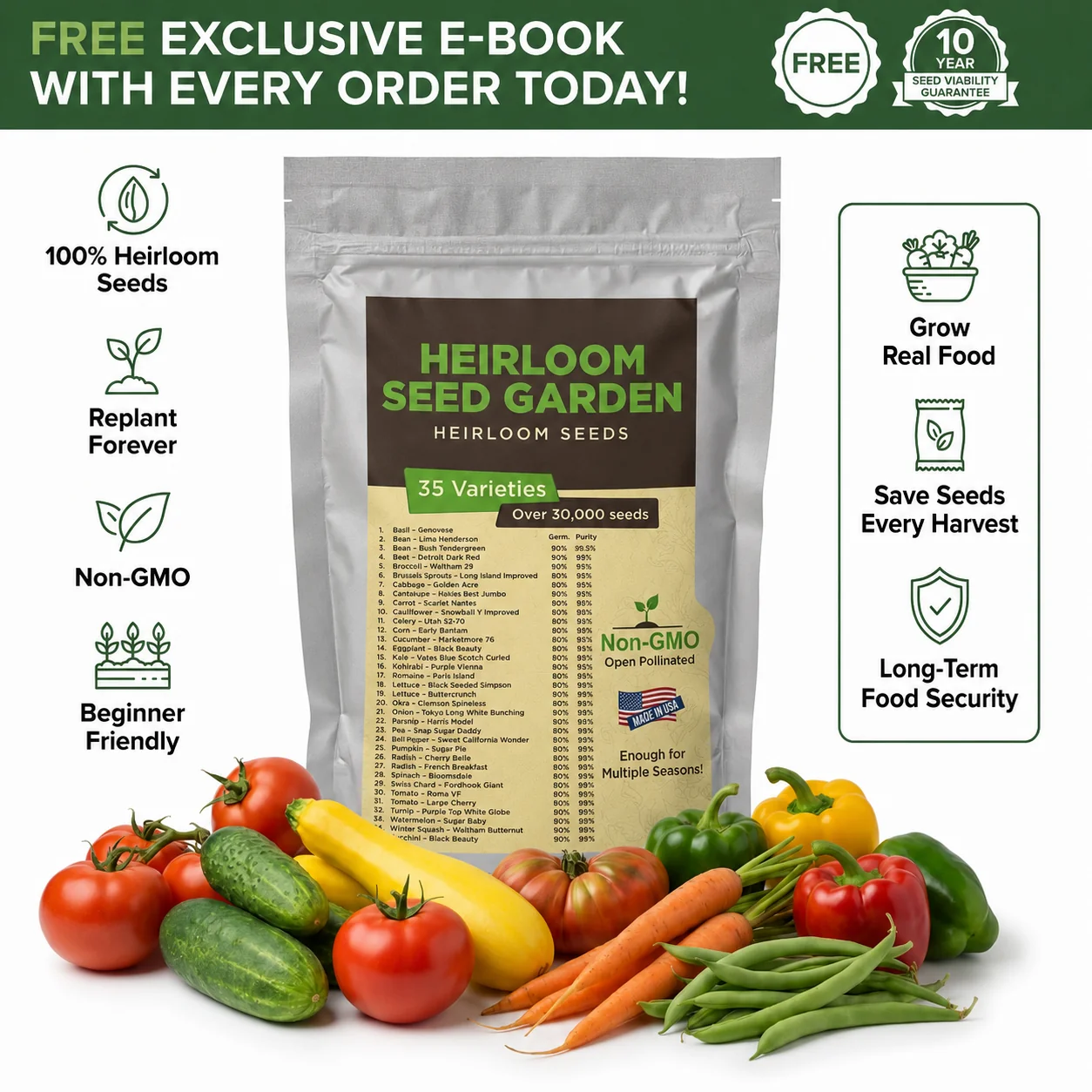 Garden's Pulse Heirloom Seed Vault Kit (35 Varieties)