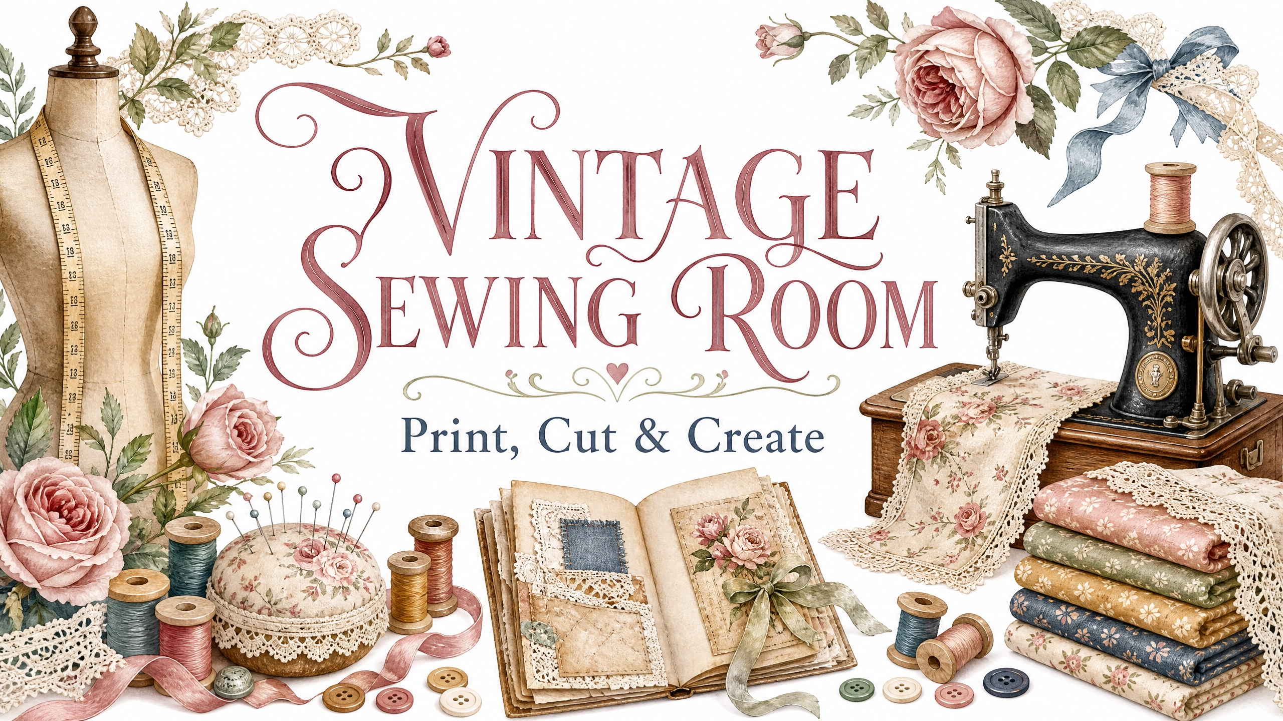 Vintage Sewing Room: Print, Cut & Create — Printable Junk Journal & Craft Epheme