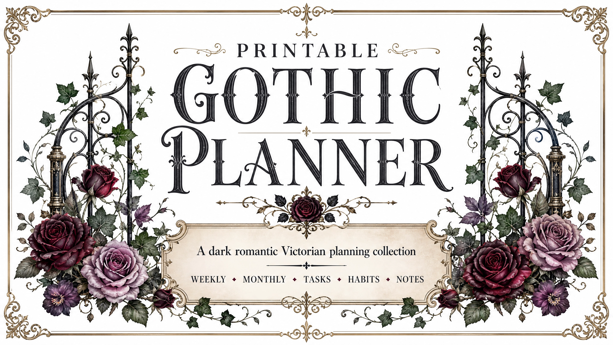 Gothic Victorian Garden Kit — Printable Junk Journal & Craft Collection