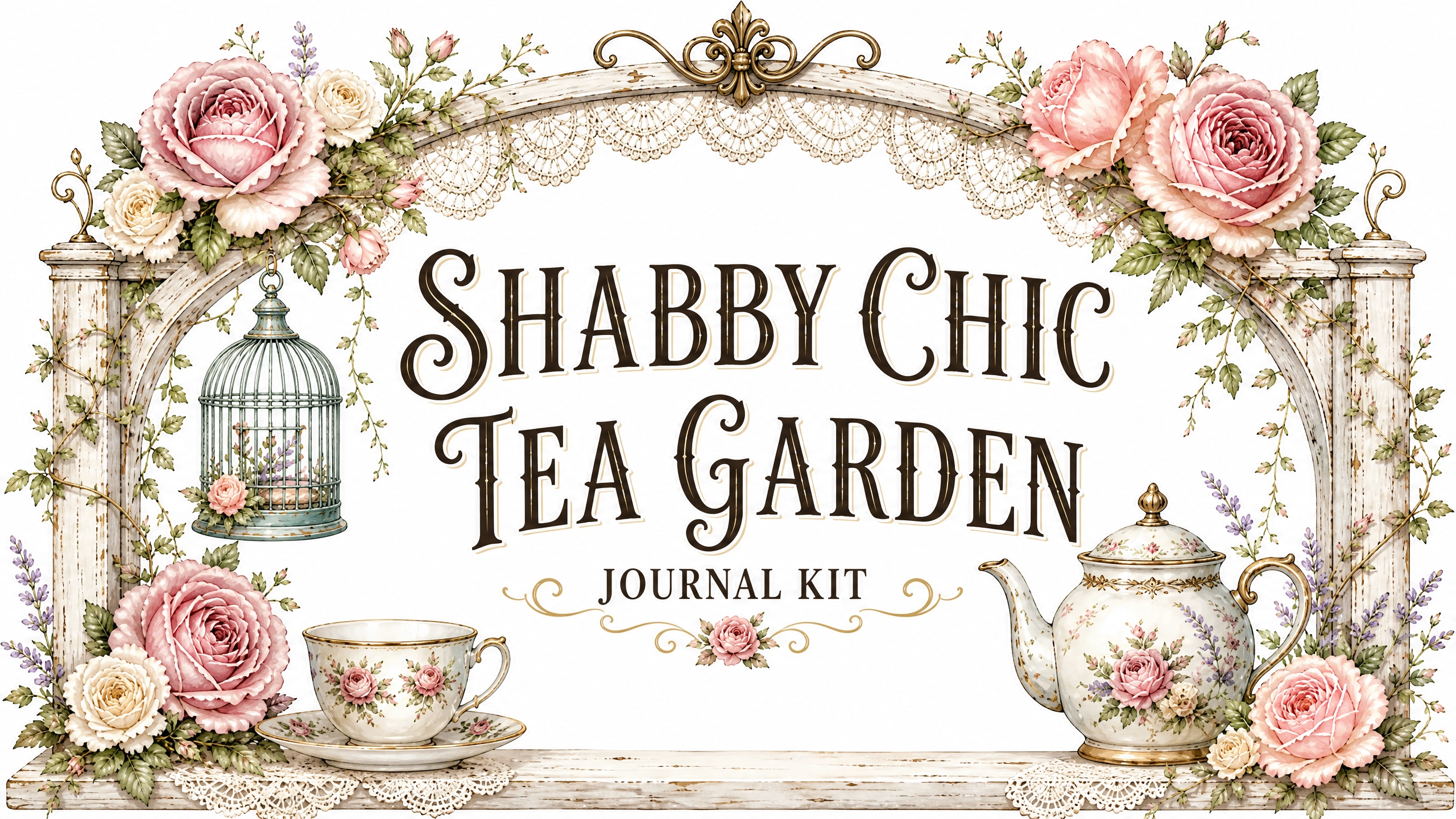 Shabby Chic Tea Garden Journal Kit – 10-Page Printable Romance Collection