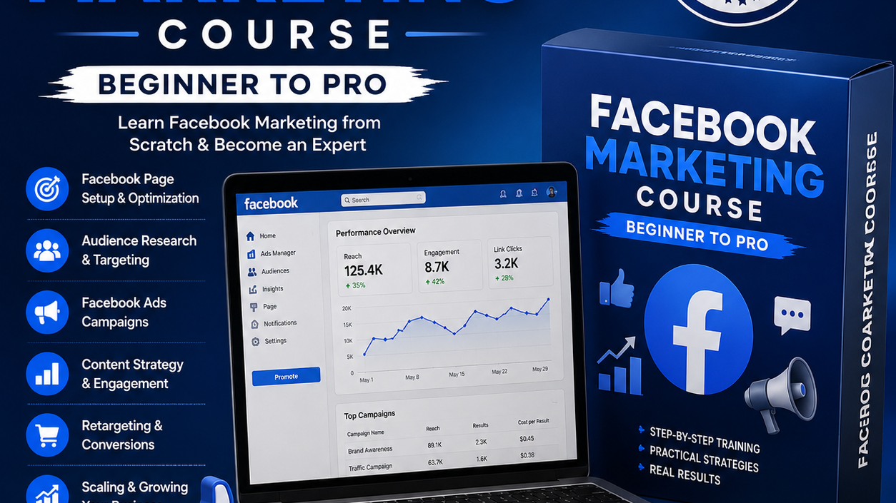 Facebook from beginner to pro with step-by-step lessons