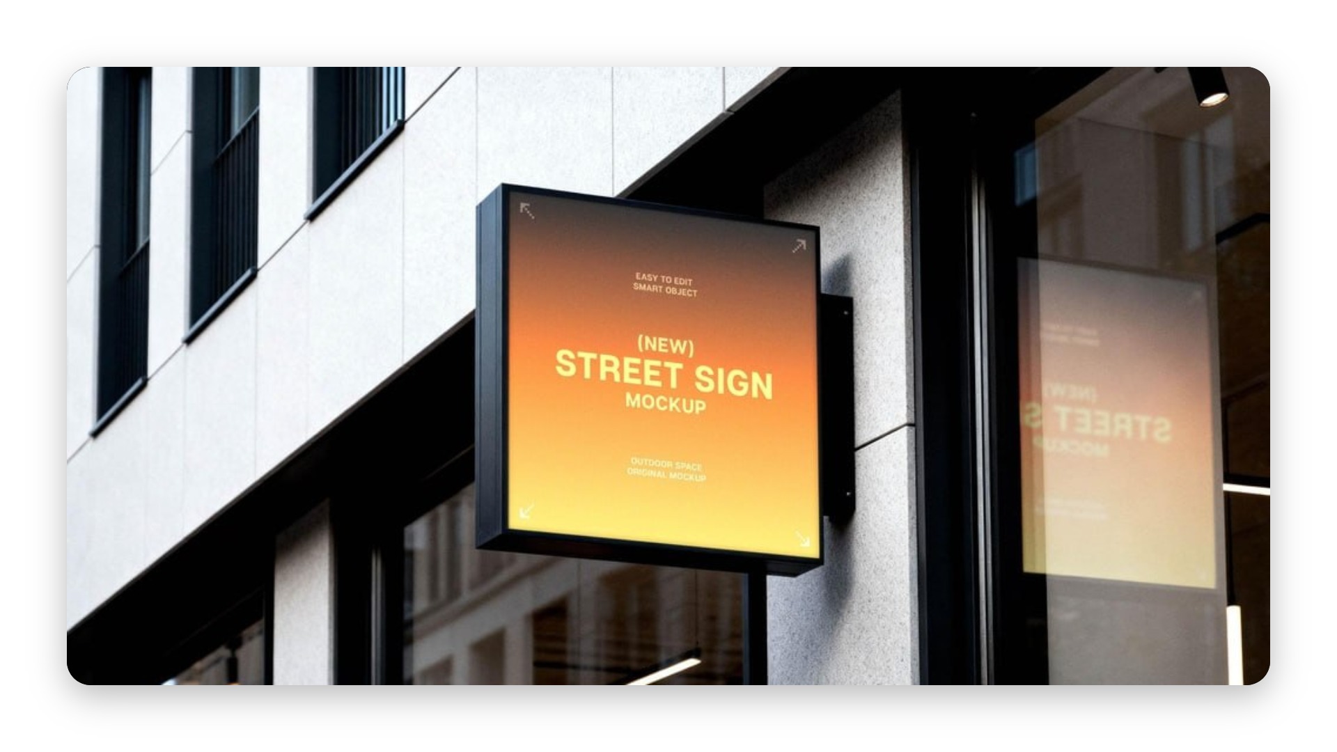Modern Square Wall Sign Mockup - Outdoor Storefront