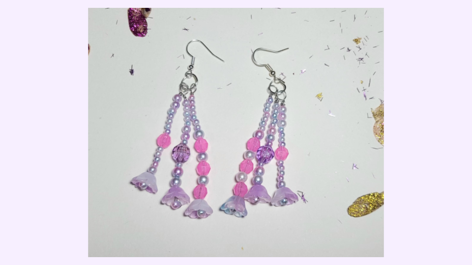 Lavender-bloom-pixel, frosted flora, iridescent pearl with silver tone