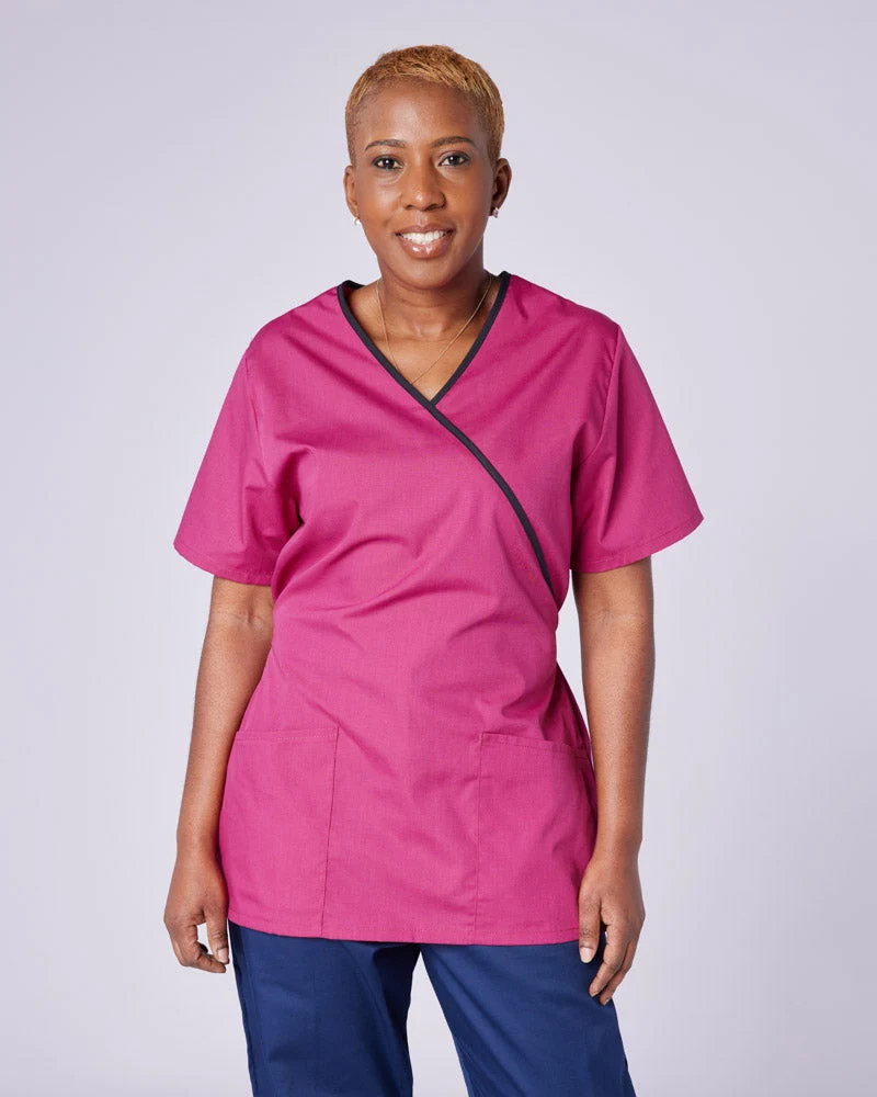 Harveys™ Women's Mock-Wrap Scrub Top with Tie-Back