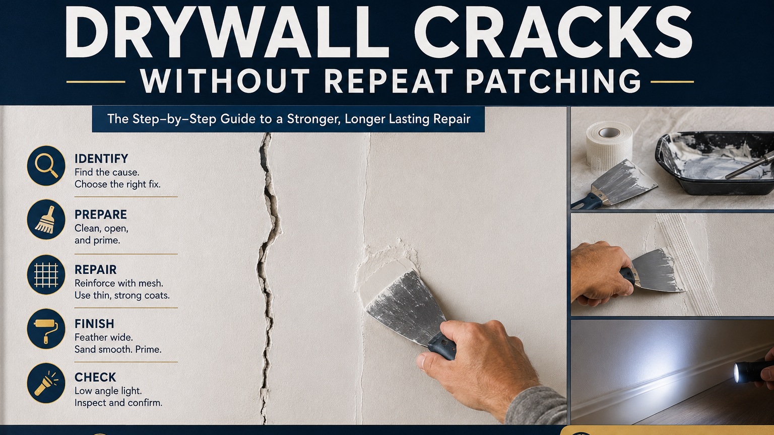 Homeowners/Renters Repairing Recurring Drywall Cracks Without Repeat Patching