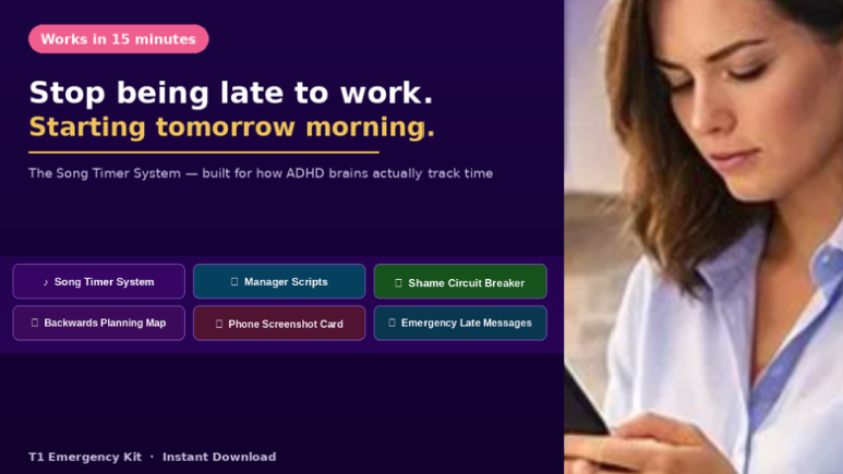 Stop Being Late to Work - ADHD Morning System for Chronically Late Women - Insta