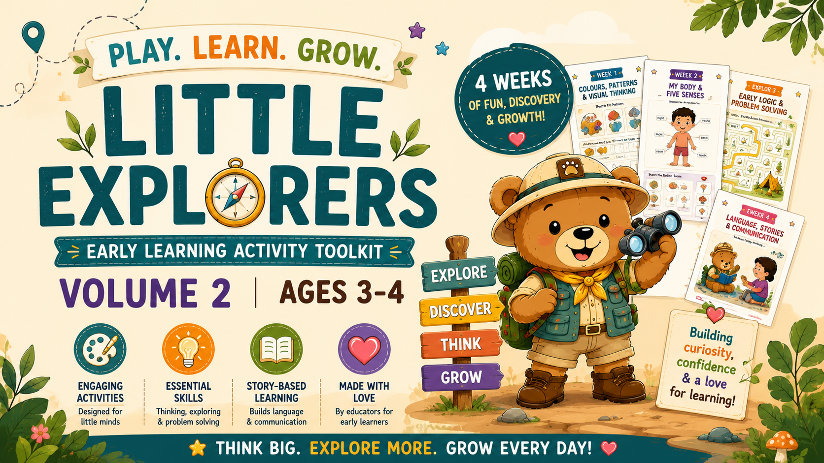 Little Explorers: Play, Learn & Grow — Volume 2 | Ages 3–4