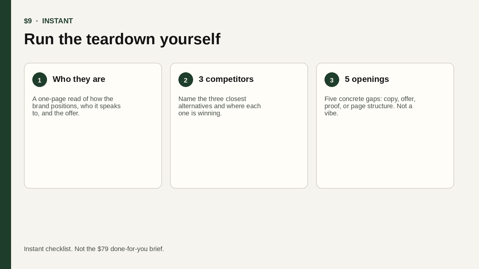 DIY competitor teardown checklist