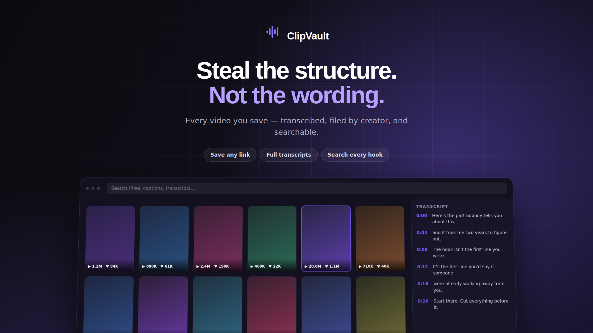 ClipVault — Save & Transcribe