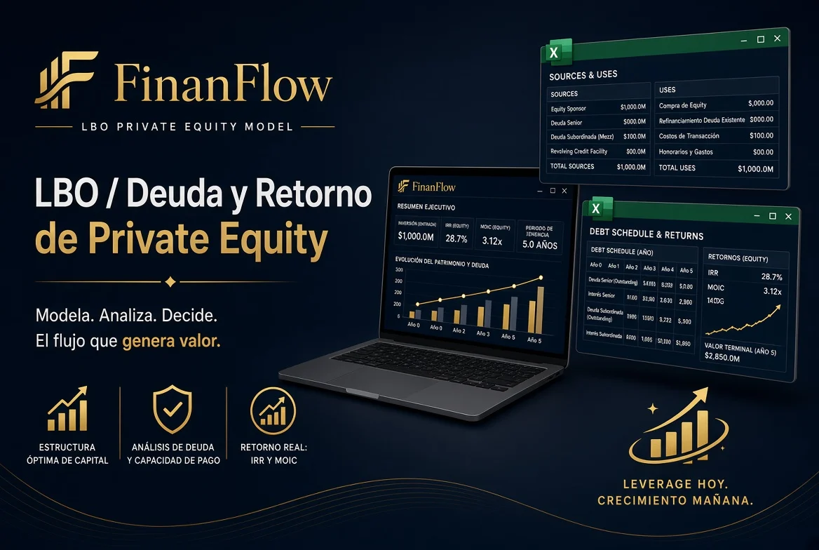 LBO Profesional — Deuda, Cash Sweep, IRR y MOIC