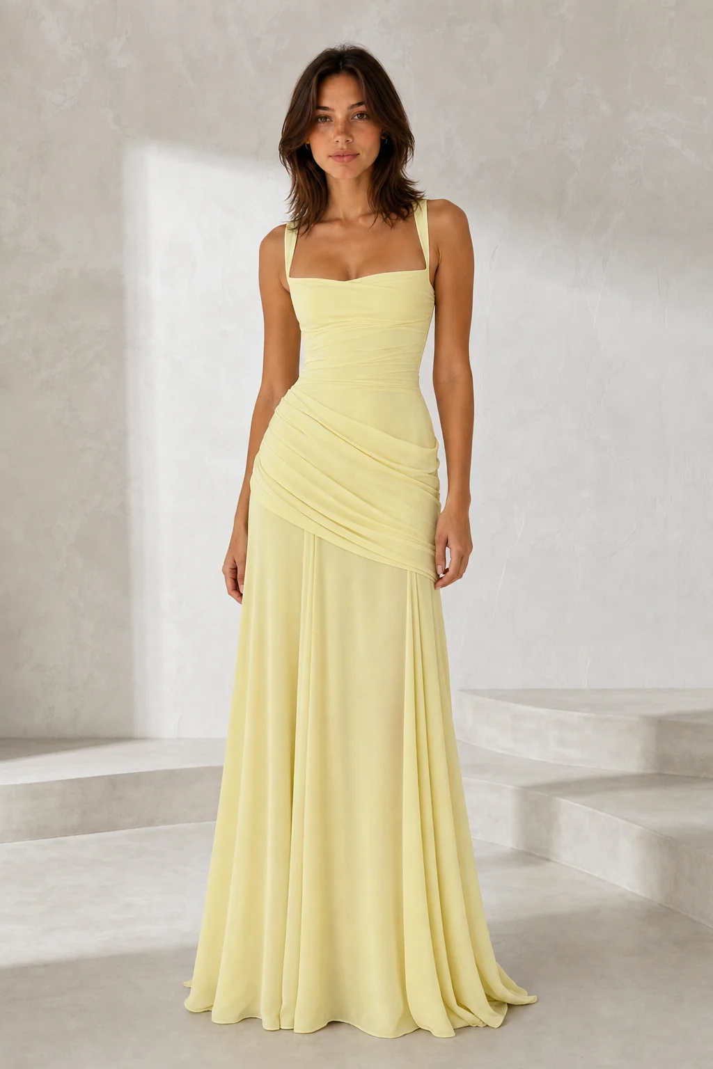 Draped Backless Maxi Dress