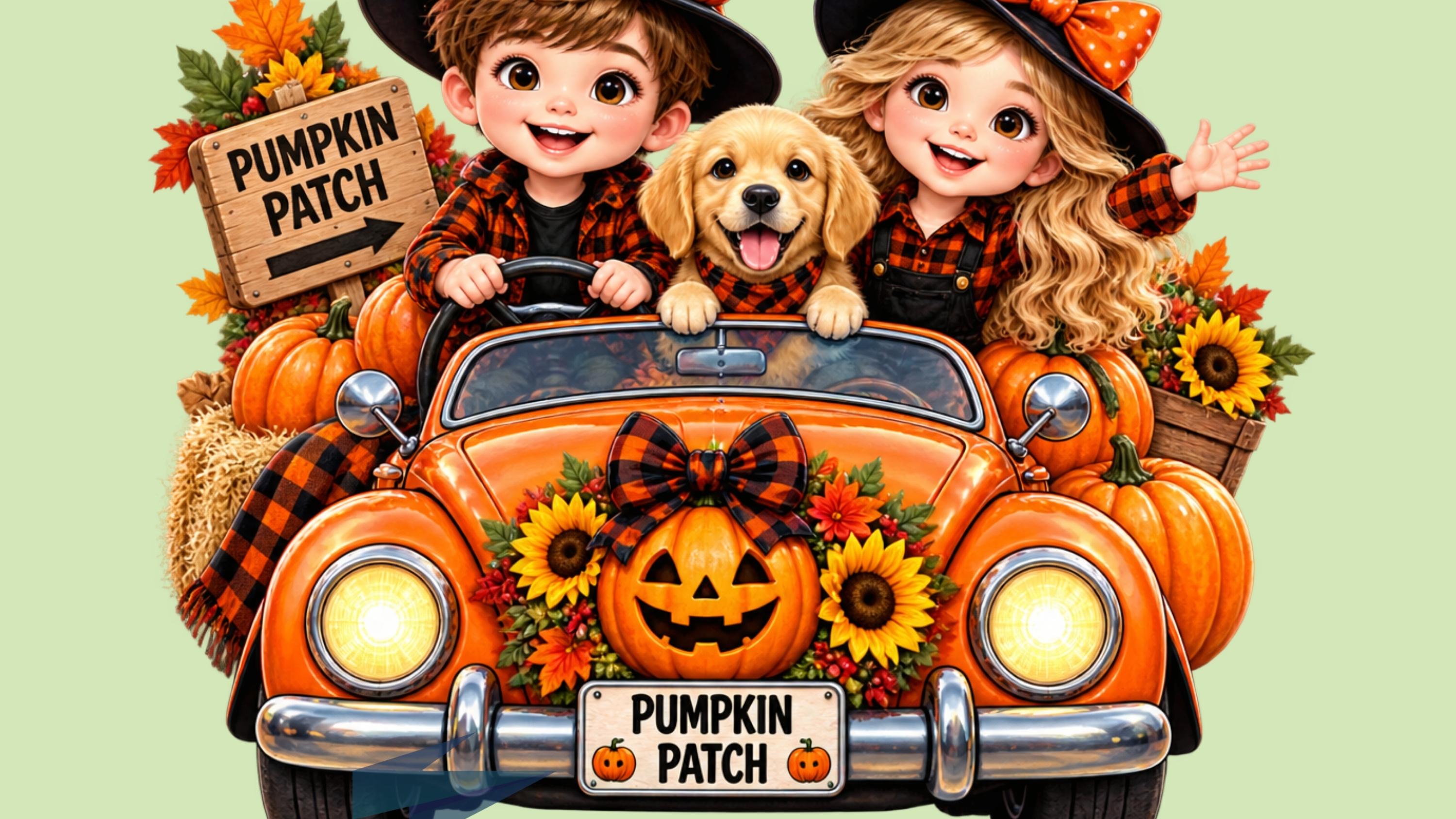 Pumpkin Patch Kids Car PNG