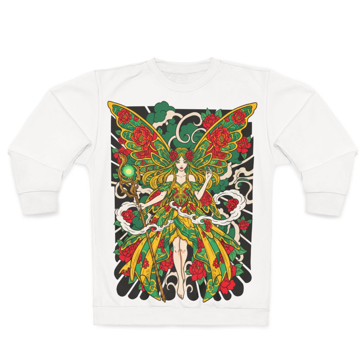 Floral Fantasy Fairy Sweatshirt | Butterfly Goddess Illustration