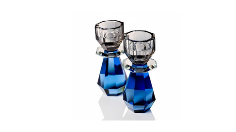 Modern Cut Tea-Light & Candle Holder Cobalt Smoke