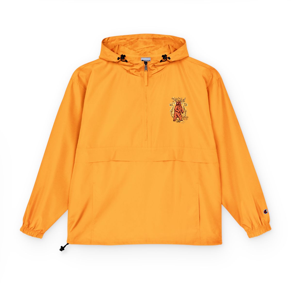 Fiery Dragon Crest Anorak Jacket | Orange Packable Windbreaker