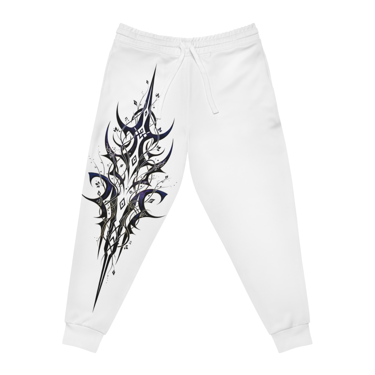 Tribal Spear Graphic Athletic Joggers | Abstract Black Ink Design
