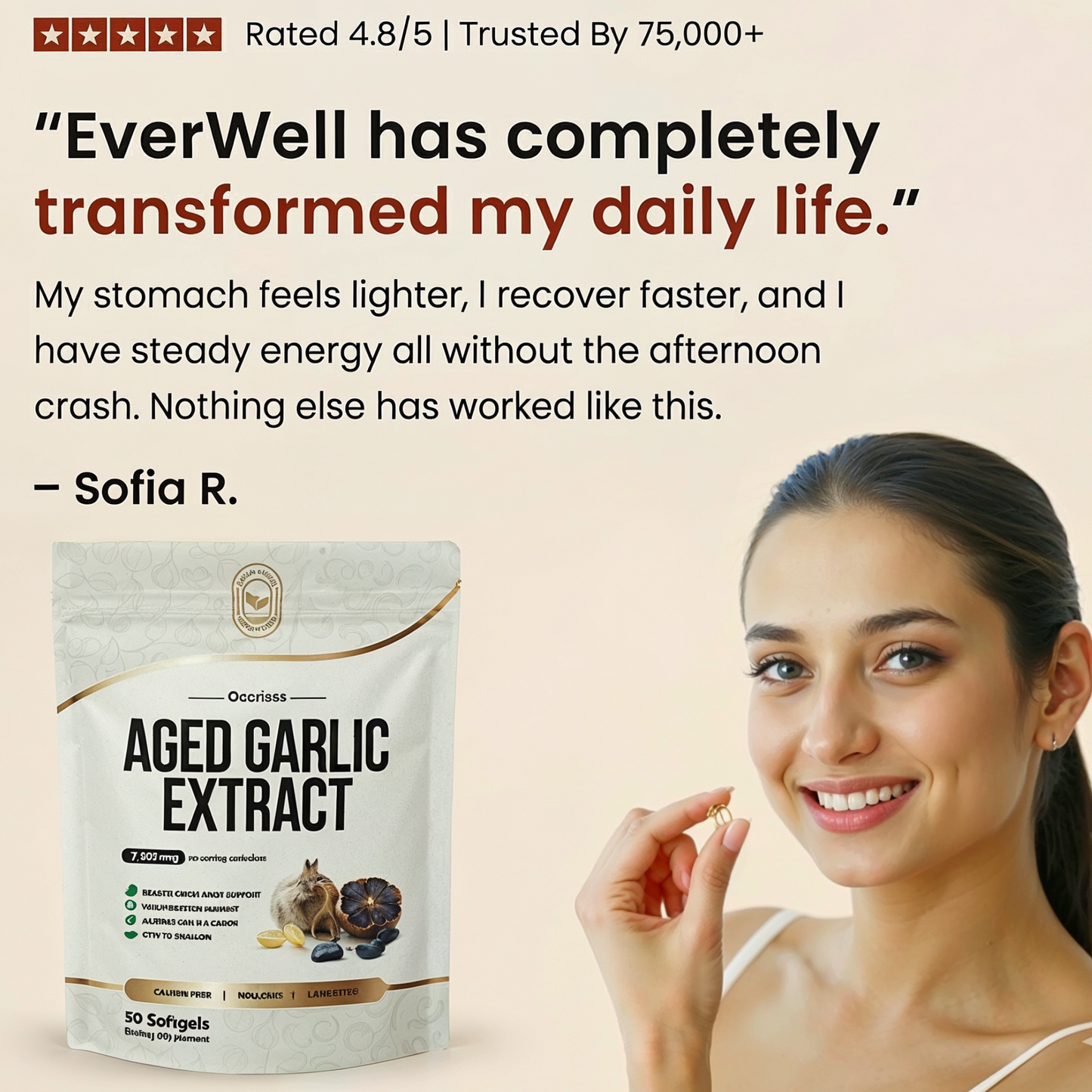 EverWell® Aged Garlic Extract - 7500mg Odorless Softgels