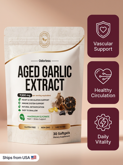 EverWell® Aged Garlic Extract - 7500mg Odorless Softgels | Circulation Support