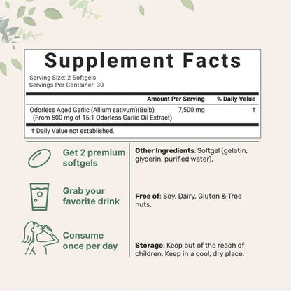 EverWell® Aged Garlic Extract - 7500mg Odorless Softgels