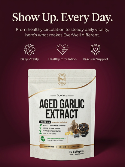 EverWell® Aged Garlic Extract - 7500mg Odorless Softgels | Circulation Support